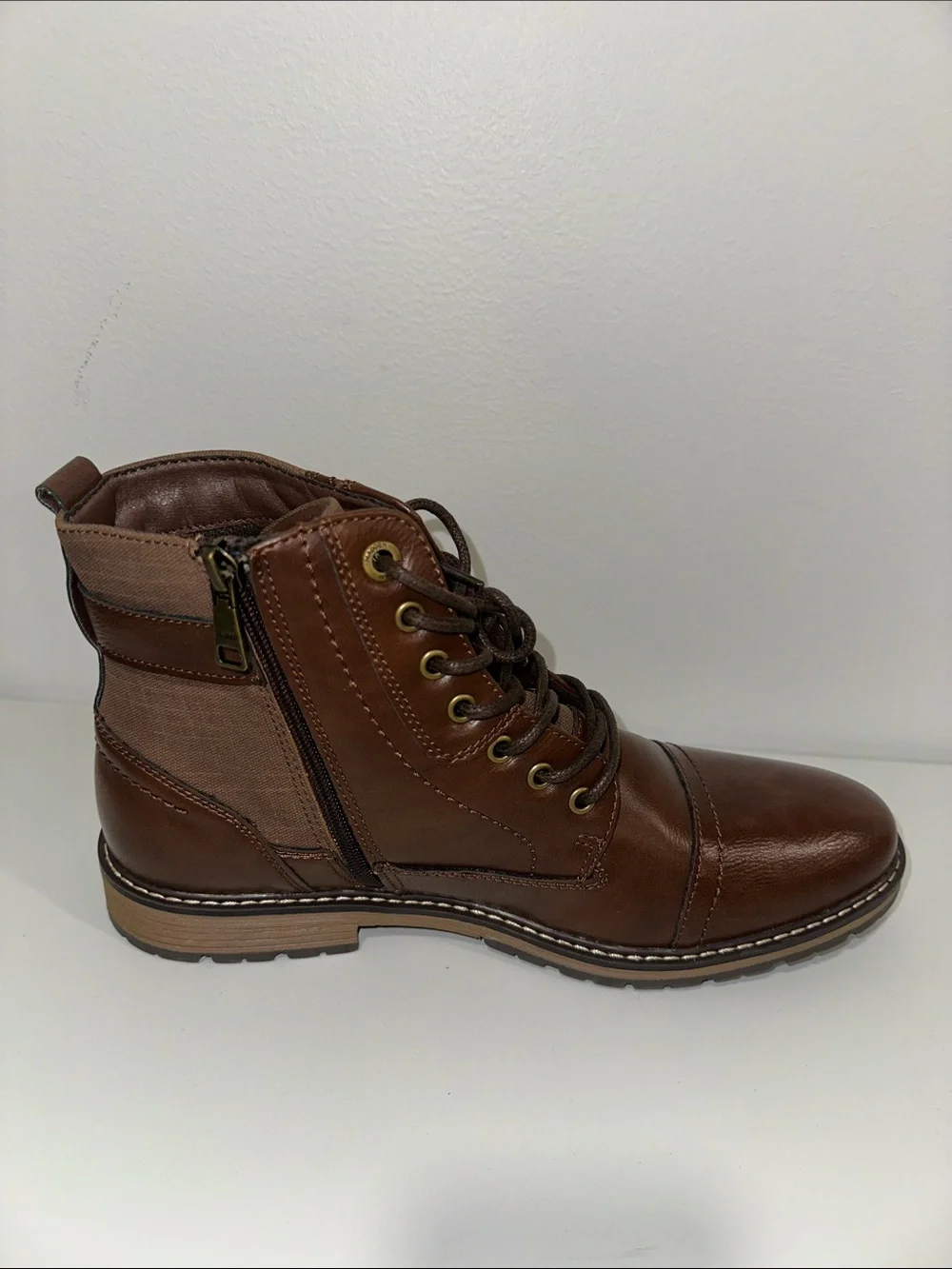 Steve Madden 11 Brown Genuine Leather Ortholite Ankle Buckle Lace-up Boots